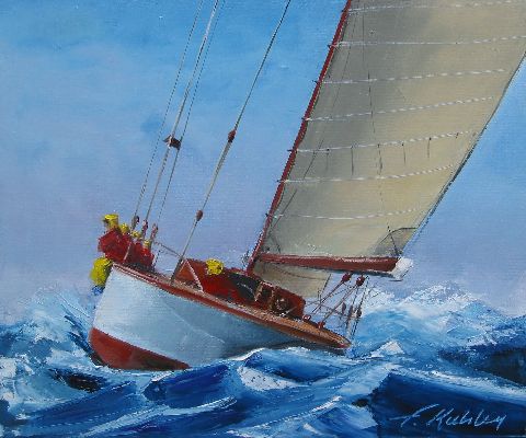 Au portant - Huile sur toile - 46 x 55 cm - Francis Kuhlen
