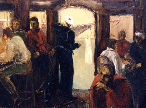 Le bistrot du port - Huile sur toile - 130 x 97 cm - Francis Kuhlen