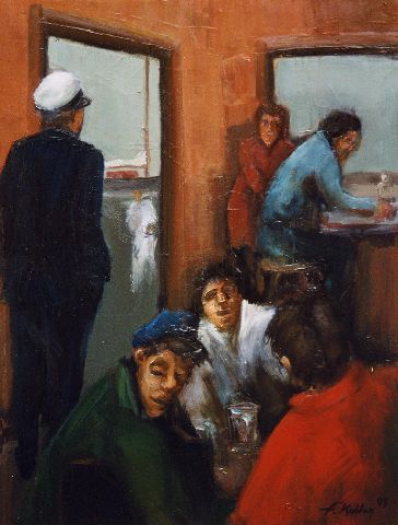 Le bar de la marine - Huile sur toile - 89 x 116 cm - Francis Kuhlen