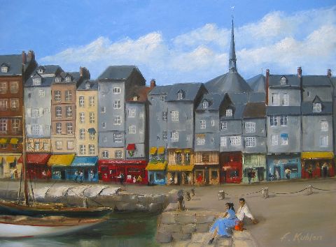 Le port de Honfleur - Huile sur toile - 130 x 97 cm - Francis Kuhlen