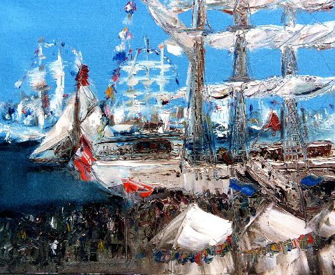 Rassemblement - Huile sur toile - 50 x 61 cm - Francis Kuhlen