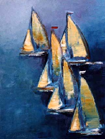 Départ de régate 2 - Huile sur toile - 89 x 116 cm - Francis Kuhlen