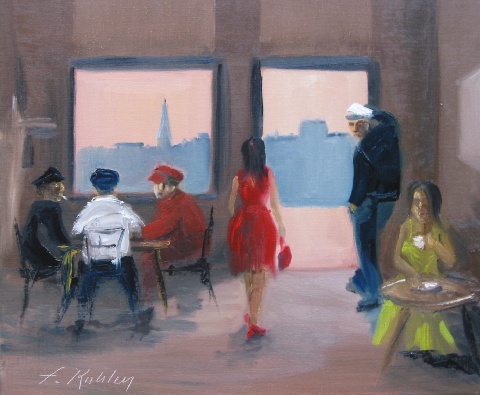 Le bistrot du port 2 - Huile sur toile - 46 x 55 cm - Francis Kuhlen