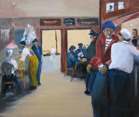le bar de la marine 2 - Huile sur toile - 120 x 100 cm - Francis Kuhlen