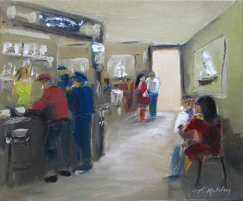 le bistrot du port 3 - Huile sur toile - 65 x 54 cm - Francis Kuhlen