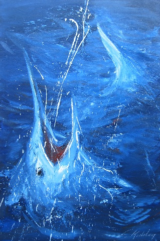 La pêche aux gros - Huile sur toile - 120 x 100 cm - Francis Kuhlen