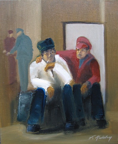 Les deux marins - Huile sur toile - 46 x 55 cm - Francis Kuhlen