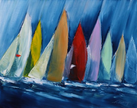 Sur la ligne de départ - Huile sur toile - 92 x 73 cm - Francis Kuhlen