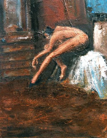 L'essayage - Huile sur toile - 50 x 61 cm - Francis Kuhlen