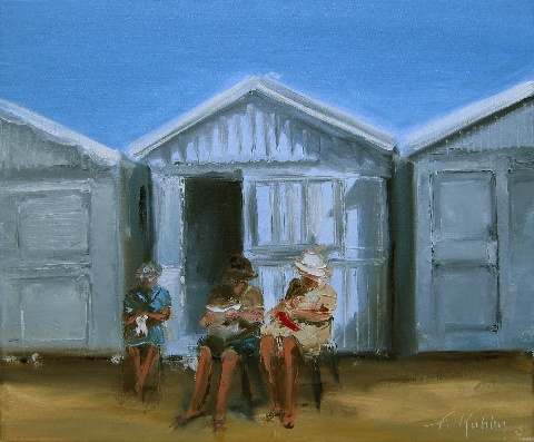 Un après midi à la plage - Huile sur toile - 46 x 55 cm - Francis Kuhlen