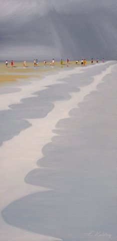les pieds dans l'eau - Huile sur toile - 50 x 100 cm - Francis Kuhlen