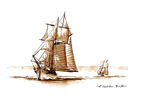 la belle poule - Encre - 15 x 11 cm - Francis Kuhlen