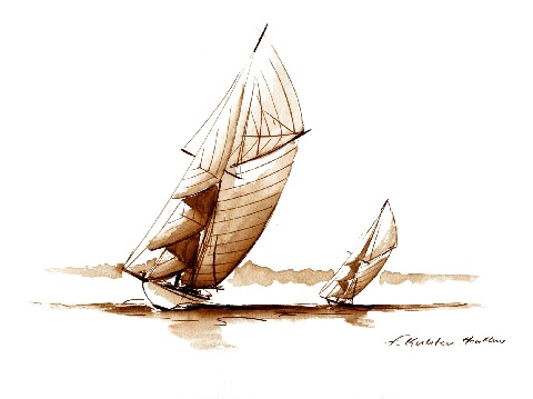 encre sloop - Encre - 15 x 11 cm - Francis Kuhlen