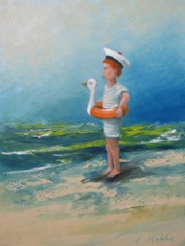 le grand saut - Huile sur toile - 11 x 15 cm - Francis Kuhlen