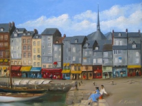 honfleur - Huile sur toile - 15 x 11 cm - Francis Kuhlen